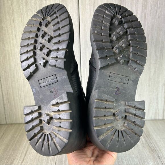 Marc Jacobs Black Waxed Canvas Combat Bristol Boot Lace Up Womens Size 10 EUR 40 - Picture 8 of 11